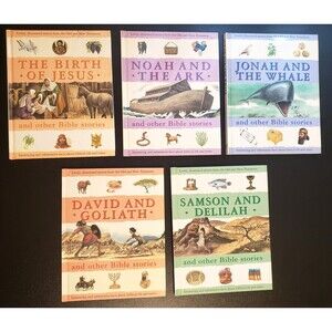 5 Bible Story books by P3 2002 David & Goliath Jonah Noah Samson Birth Jesus